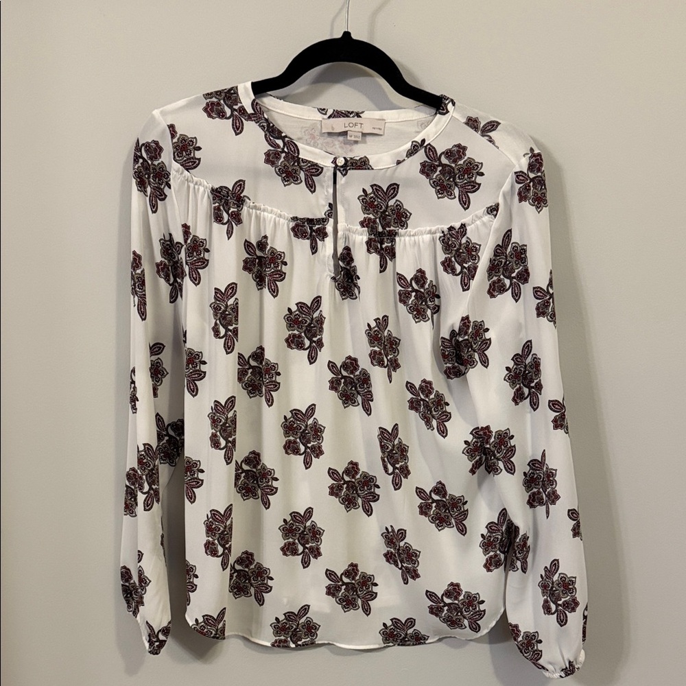 LOFT Floral Blouse - White and Purple